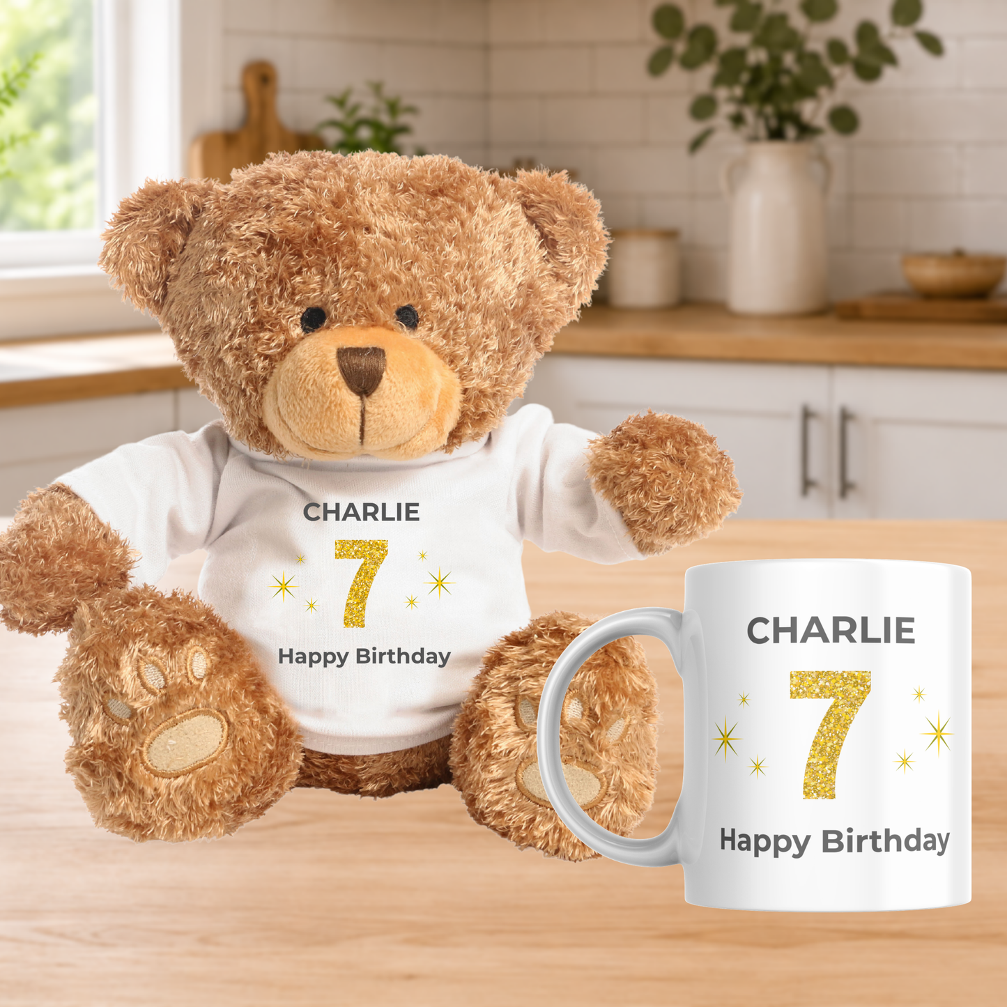Personalised Bear & Matching Mug Gift Bundle