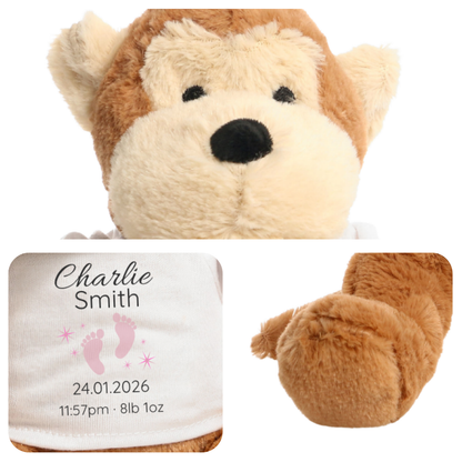 Personalised Newborn Monkey Teddy
