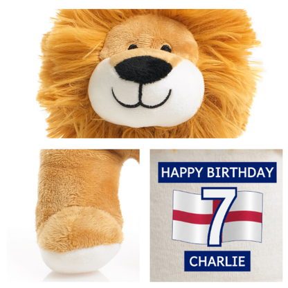 Personalised England Football Birthday Lion with Age