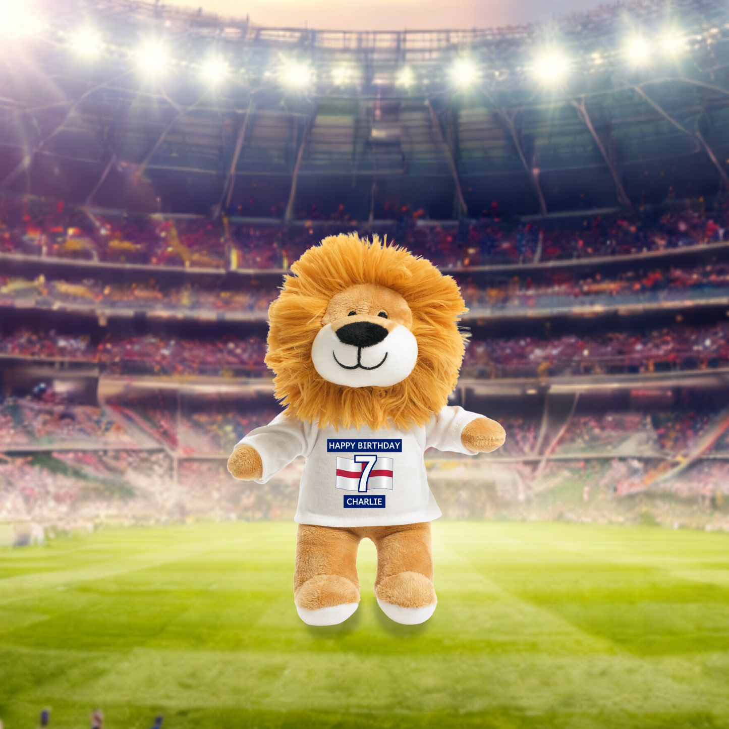 Personalised England Football Birthday Lion with Age