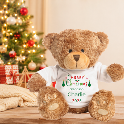 Personalised Grandson Christmas Teddy Bear