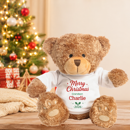 Personalised Grandson Christmas Teddy Bear