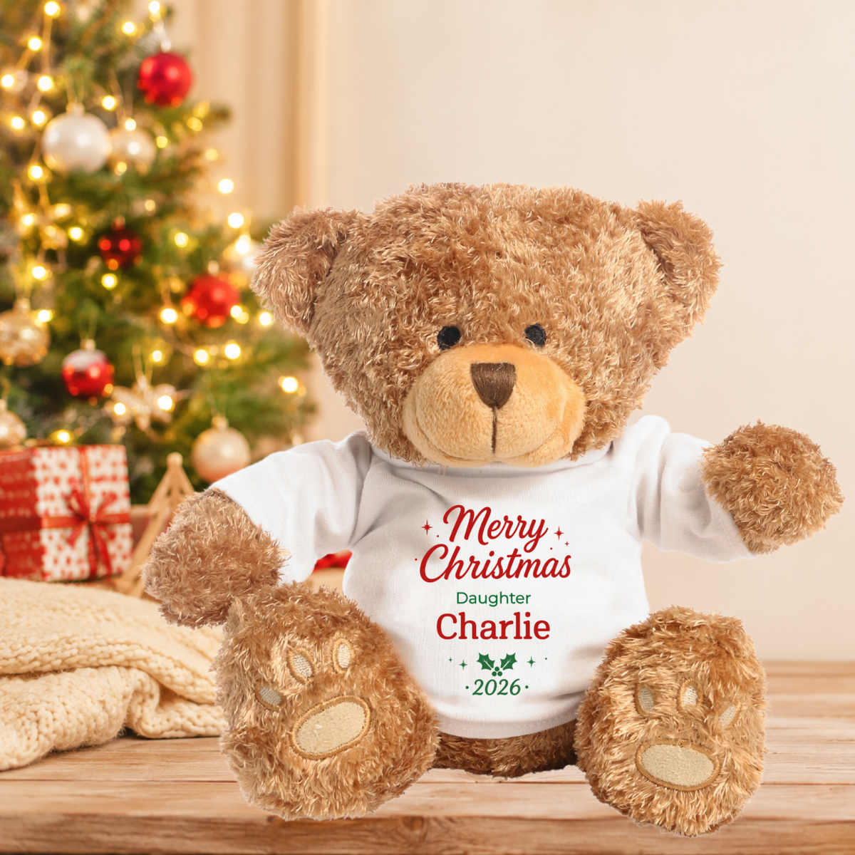 Personalised Daughter Christmas Teddy Bear