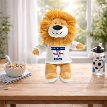 Personalised England Football Birthday Lion with Age