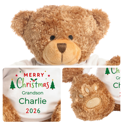 Personalised Grandson Christmas Teddy Bear