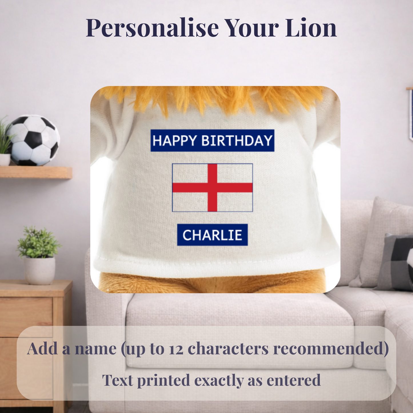 Personalised England Football Birthday Lion
