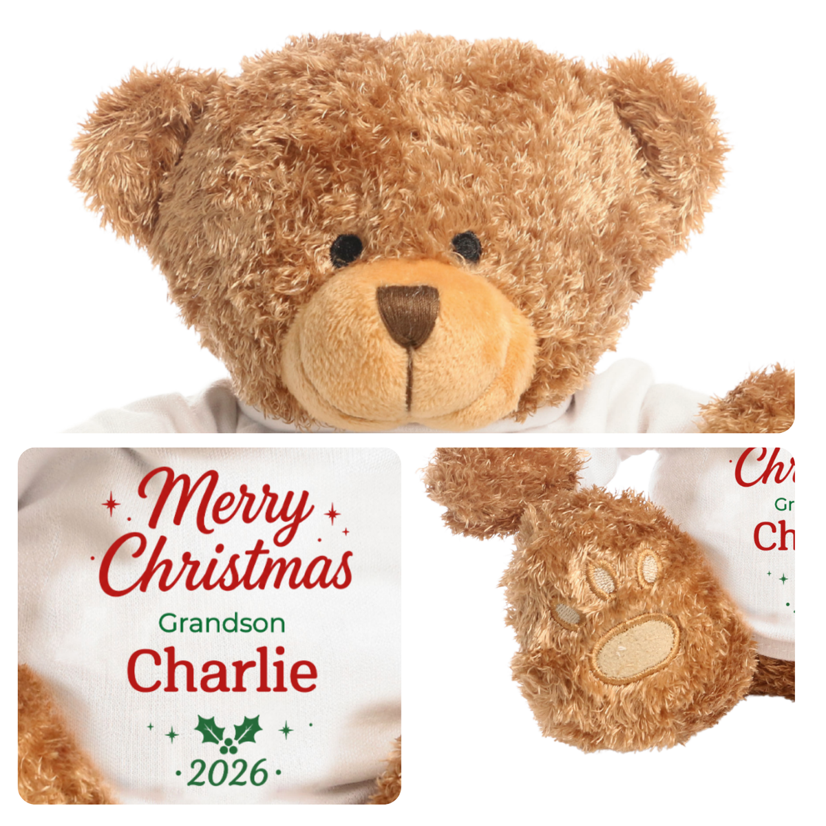Personalised Grandson Christmas Teddy Bear