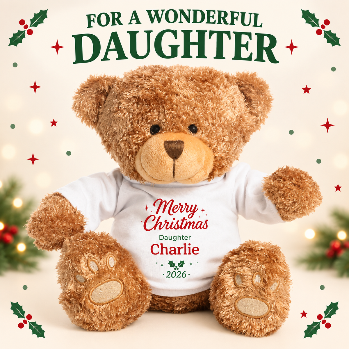Personalised Daughter Christmas Teddy Bear