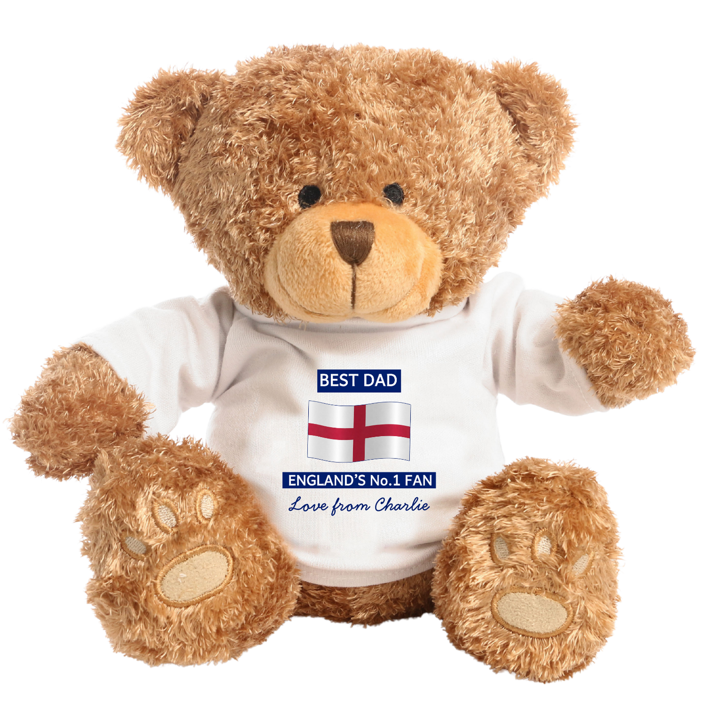 Personalised Father’s Day Teddy Bear – England No.1 Fan Gift for Dad or Daddy
