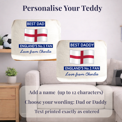 Personalised Father’s Day Teddy Bear – England No.1 Fan Gift for Dad or Daddy