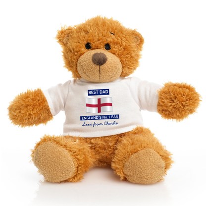 Personalised Father’s Day Teddy Bear – England No.1 Fan Gift for Dad or Daddy